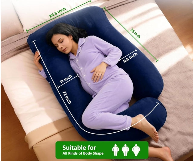Pregnancy Pillows for Women J-Shape Full Body Pillow | 360° Maternity Support for Back, Hips, Legs & Belly | Maternity Pillow