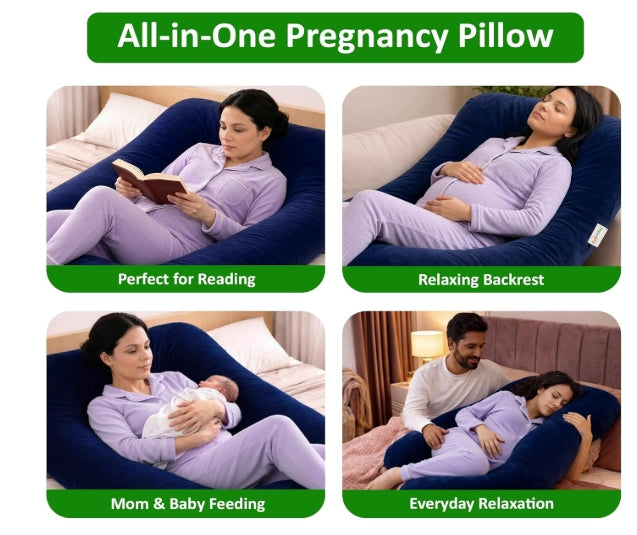 Pregnancy Pillows for Women J-Shape Full Body Pillow | 360° Maternity Support for Back, Hips, Legs & Belly | Maternity Pillow