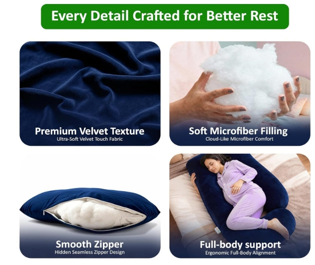 Pregnancy Pillows for Women J-Shape Full Body Pillow | 360° Maternity Support for Back, Hips, Legs & Belly | Maternity Pillow