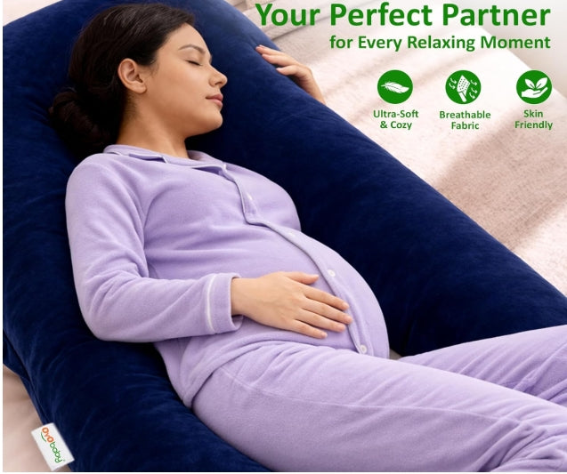 Pregnancy Pillows for Women J-Shape Full Body Pillow | 360° Maternity Support for Back, Hips, Legs & Belly | Maternity Pillow