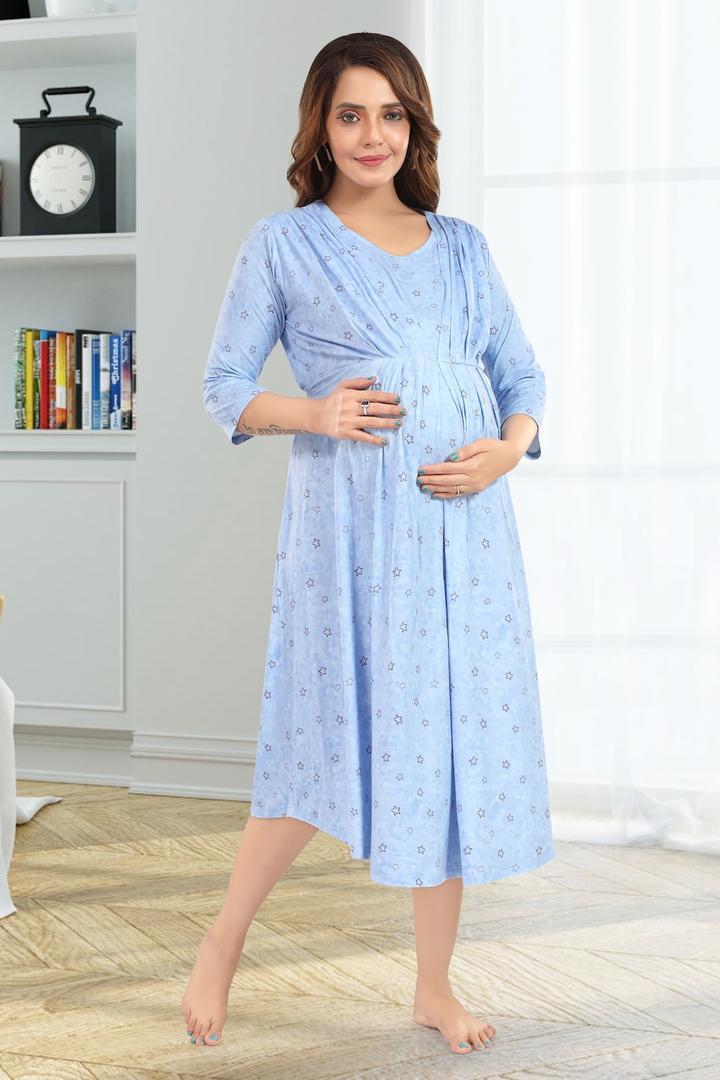 Soft Cotton Blend Nursing Sleepwear for Pregnancy & Breastfeeding |Breastfeeding Friendly Front Open Top & Soft Pants